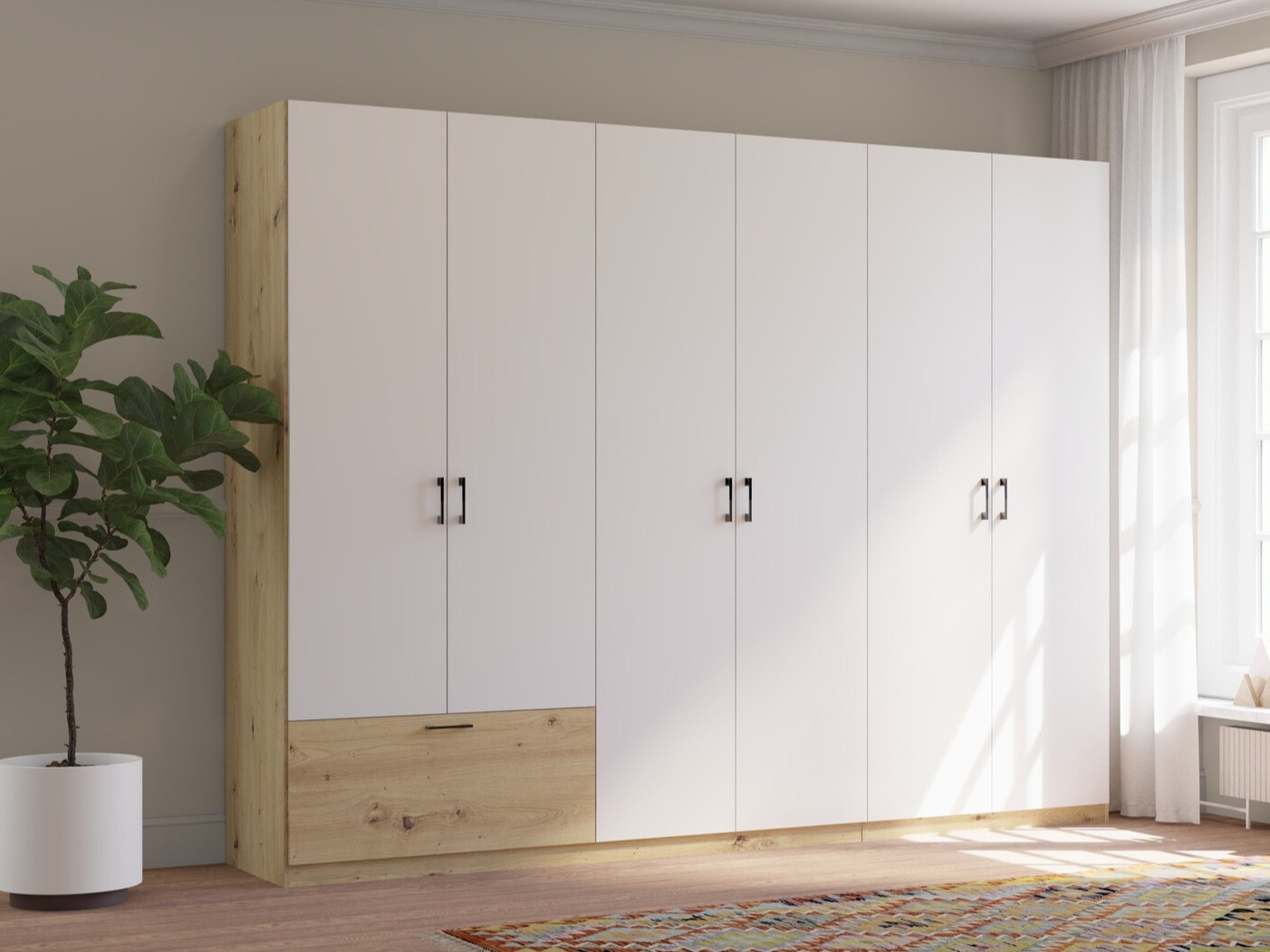 Armoire Bristol 250 (Chêne Artisan + Blanc)