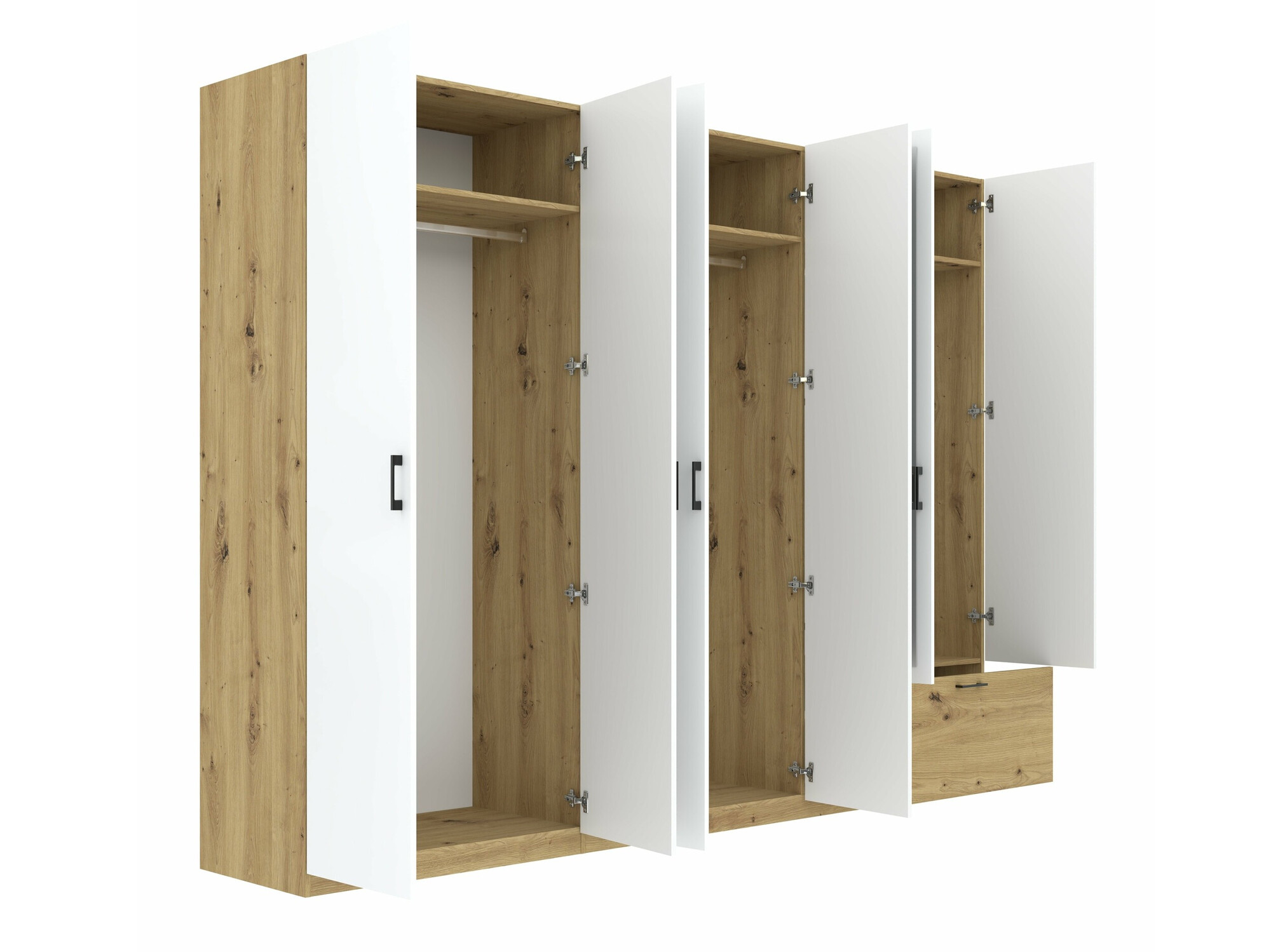 Armoire Bristol 250 (Chêne Artisan + Blanc)