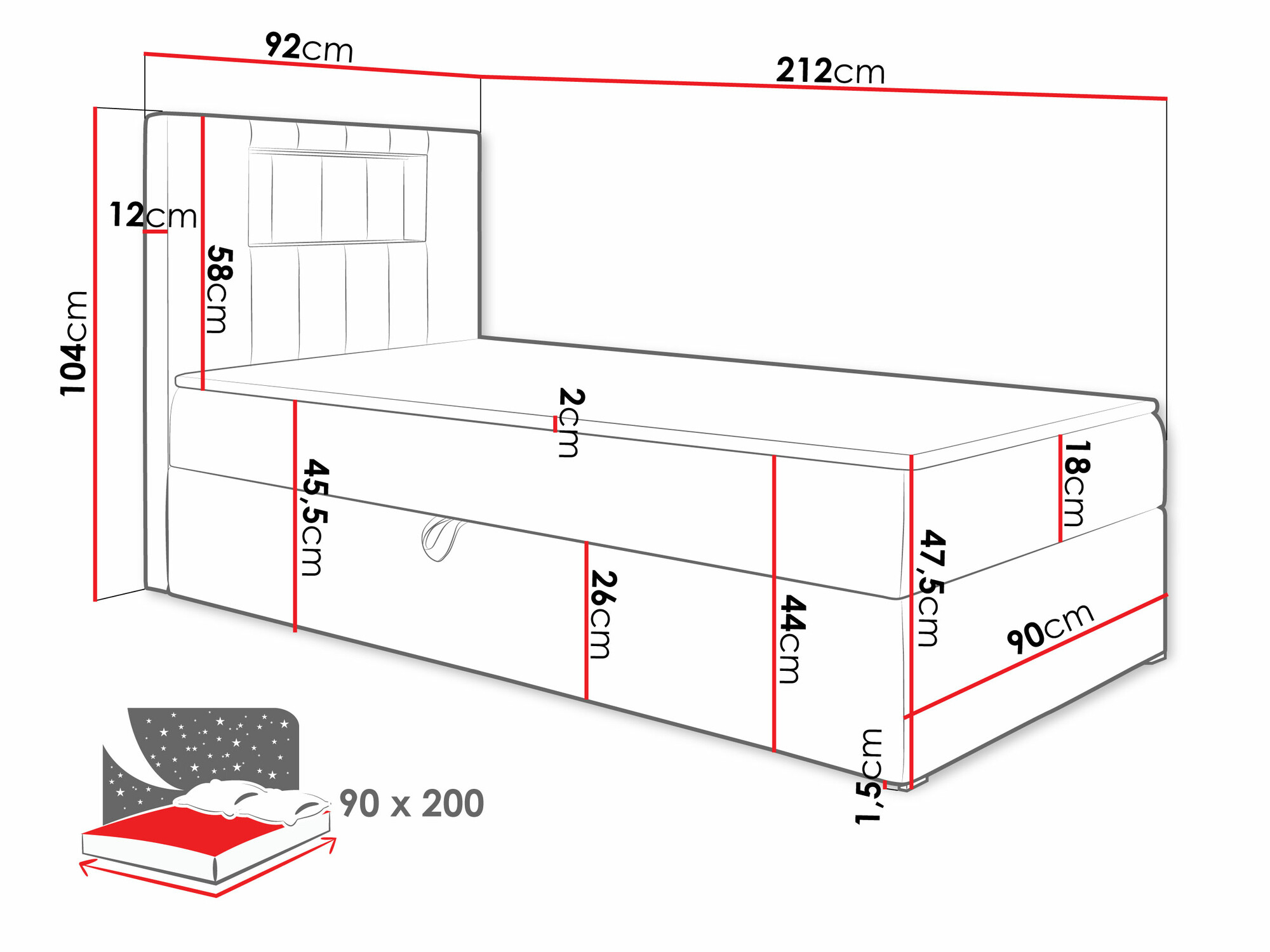 Lit boxspring Lucus V (Soft 017 + Fresh 34)