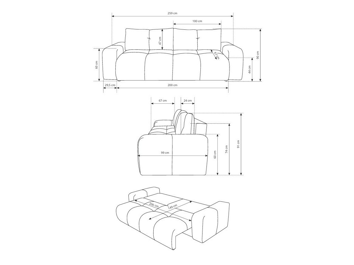 Canapé convertible Kingston 154 (Perfect Harmony 01)