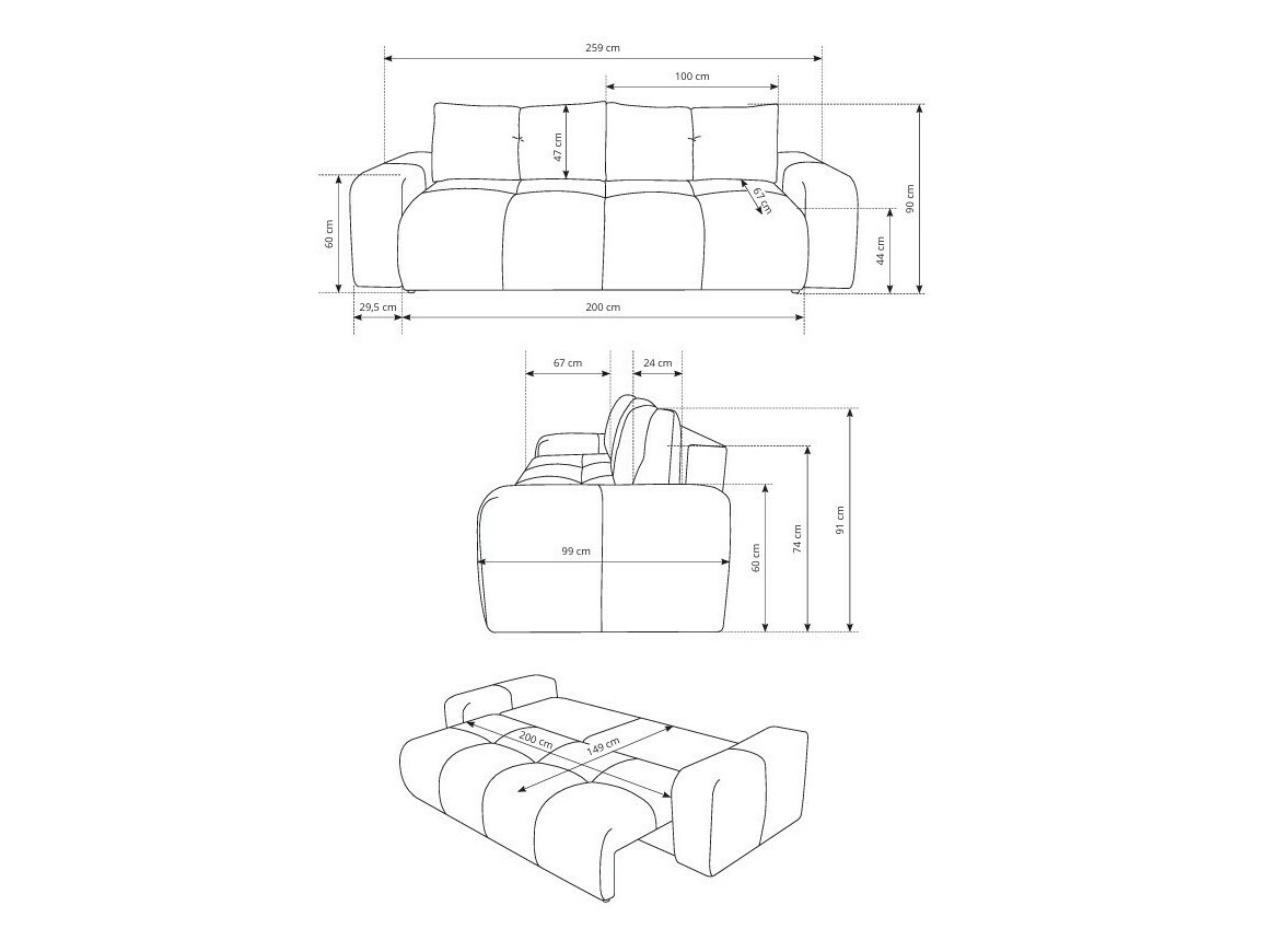 Canapé convertible Kingston 154 (Perfect Harmony 02)