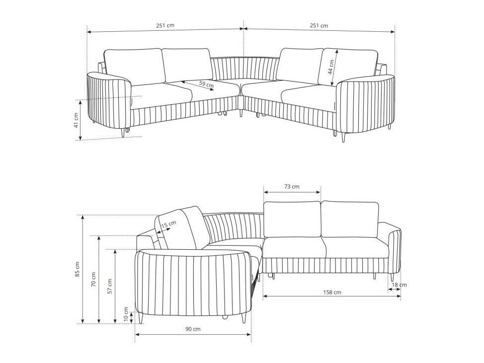 Canapé d'angle Kingston 157 (Castel 03)
