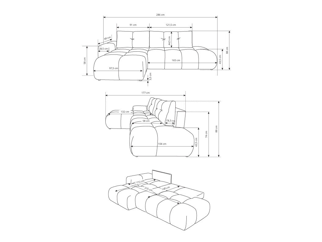 Canapé d'angle Kingston 156 (Curio 83)