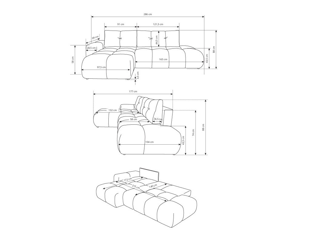 Canapé d'angle Kingston 156 (Perfect Harmony 01)