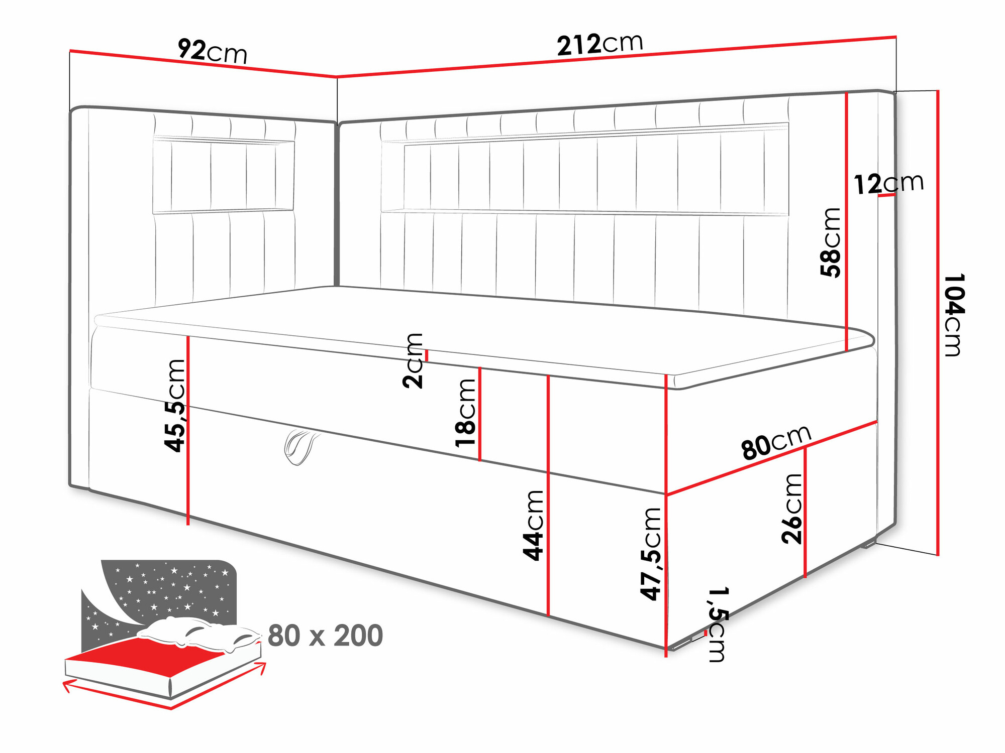 Lit boxspring Baltimore 172 (Soft 017 + Fresh 4)