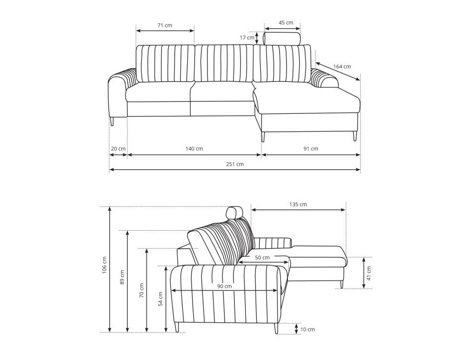 Canapé d'angle Kingston 163 (Velluto 25)