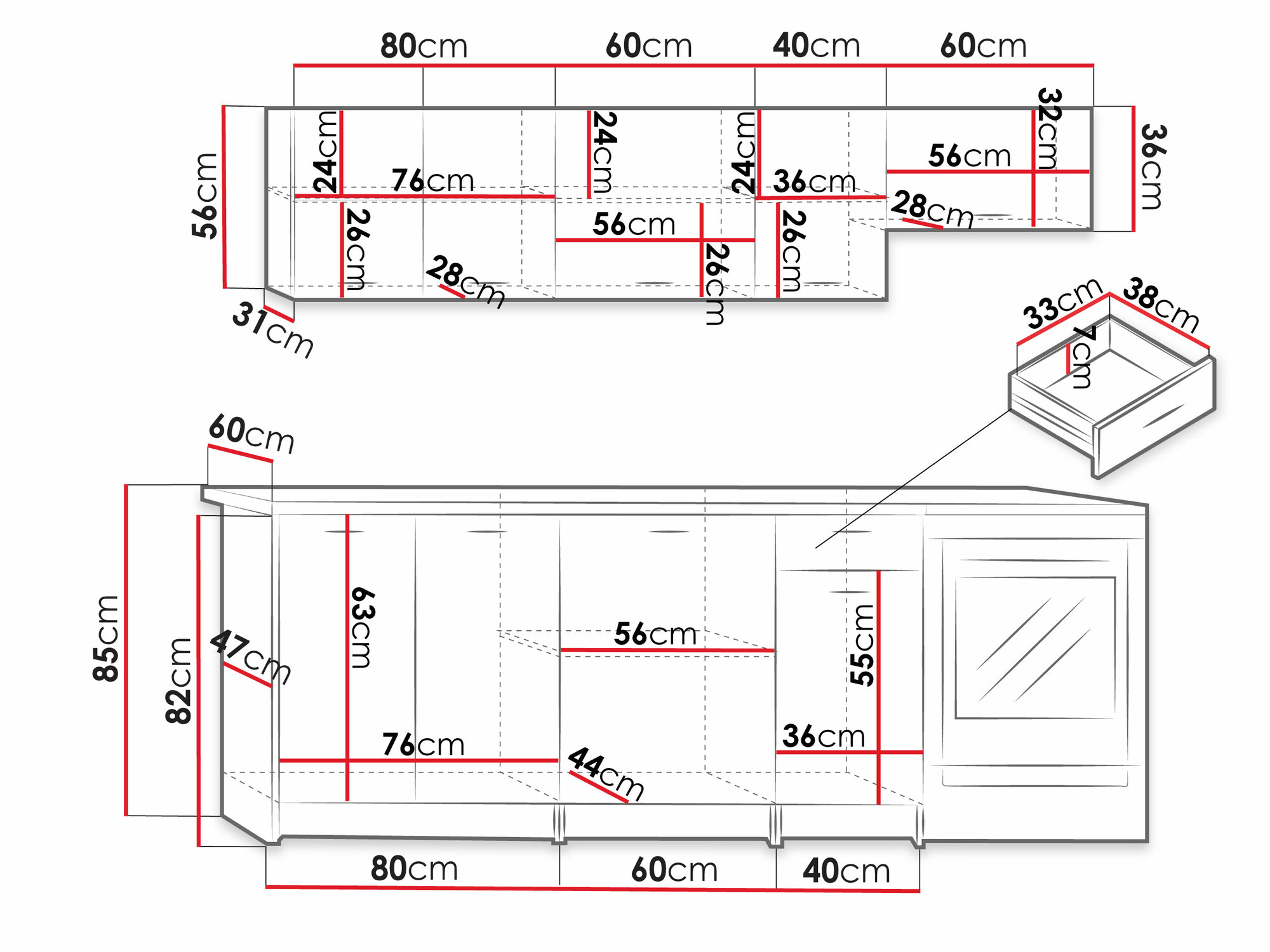 Cuisine complète Trenton 105 (Chêne Artisan + Noir)