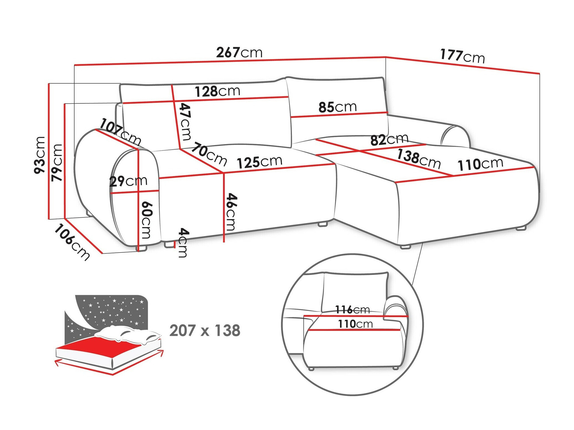 Canapé d'angle TrendyNest Strigina (Tilia 17)