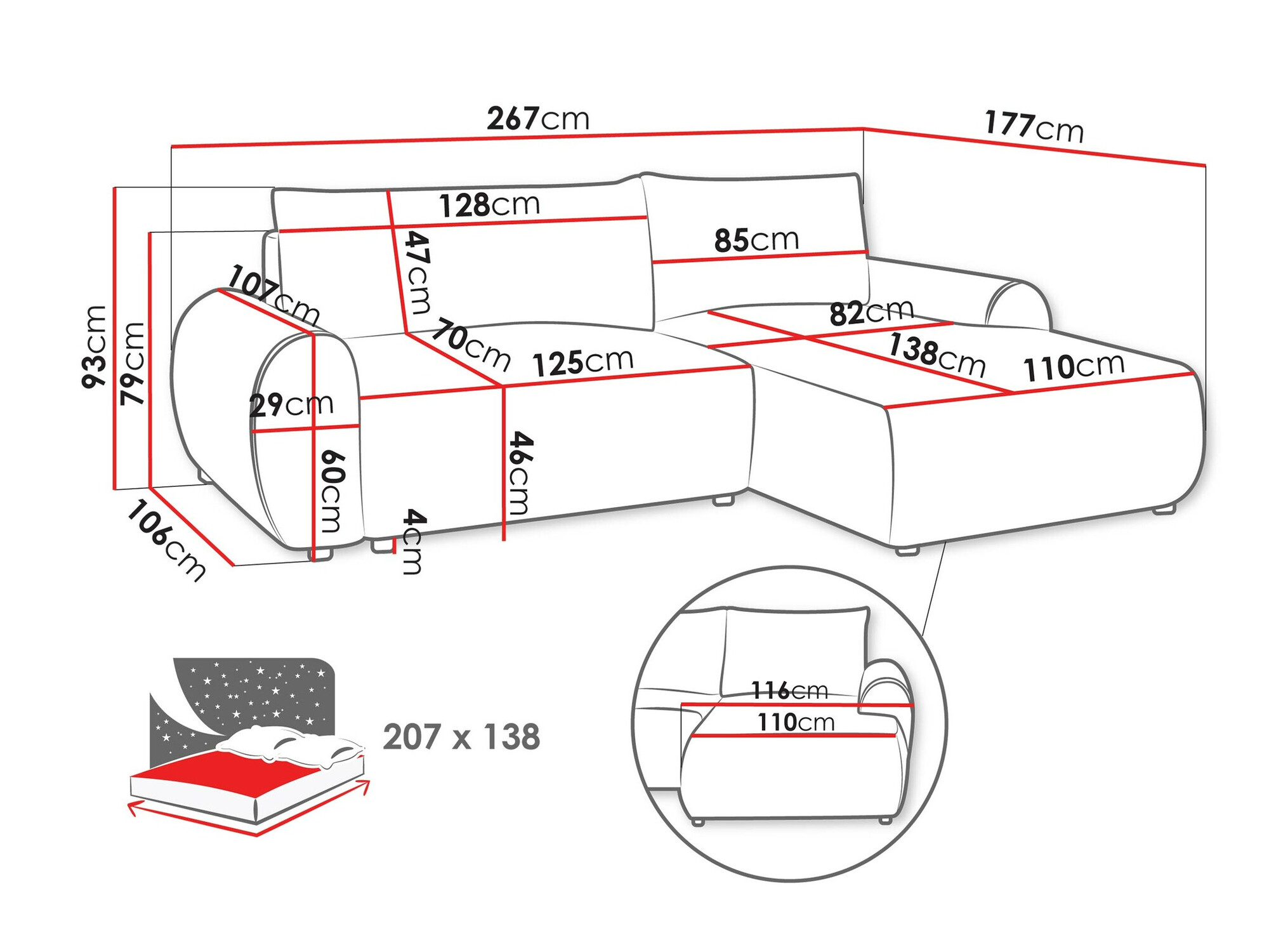 Canapé d'angle TrendyNest Strigina (Tilia 90)