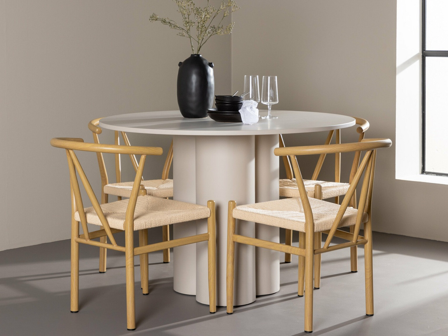 Salle à manger complète Dallas 4688 (Clair bois + Beige)