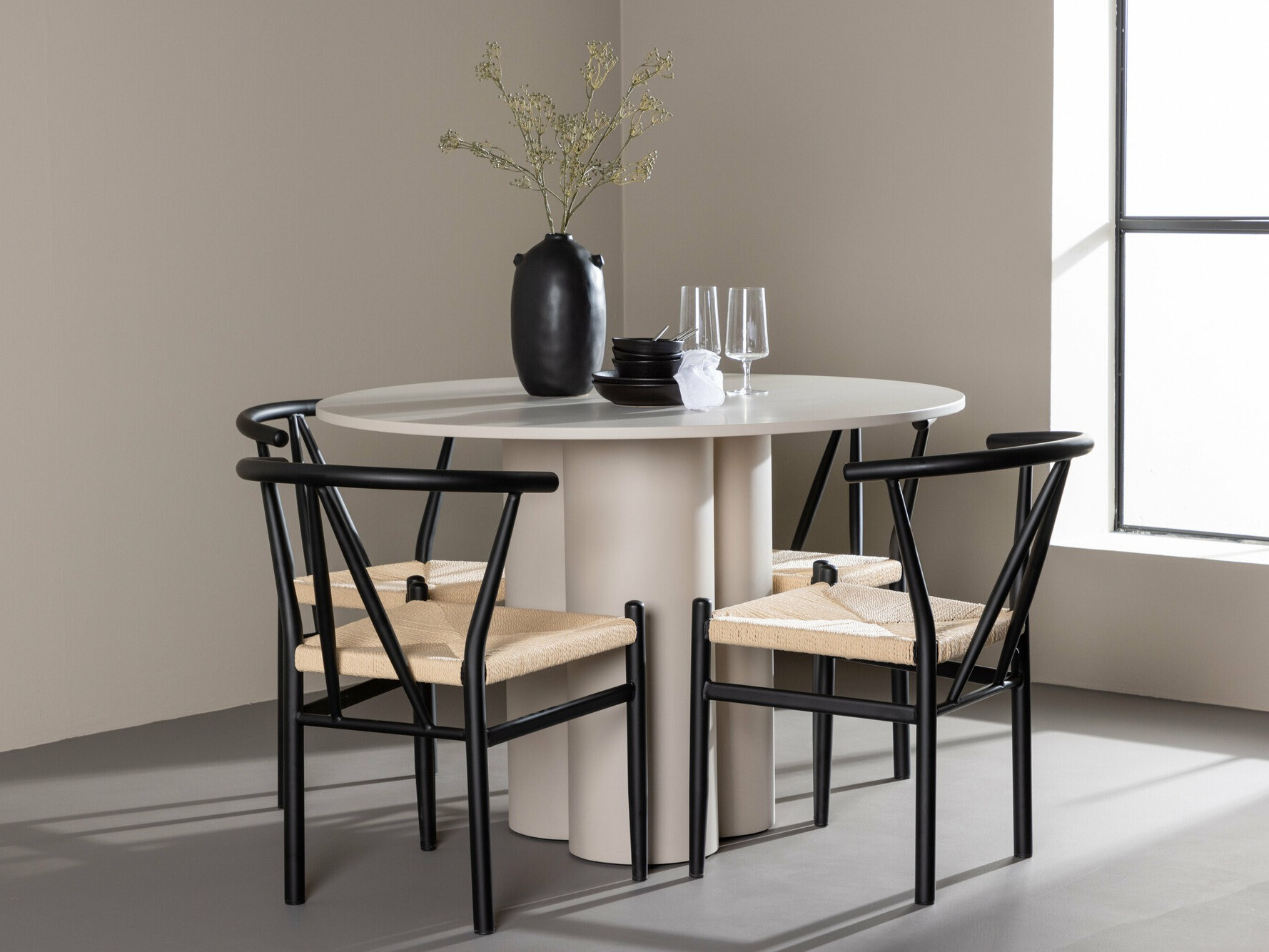 Salle à manger complète Dallas 4688 (Noir + Beige)
