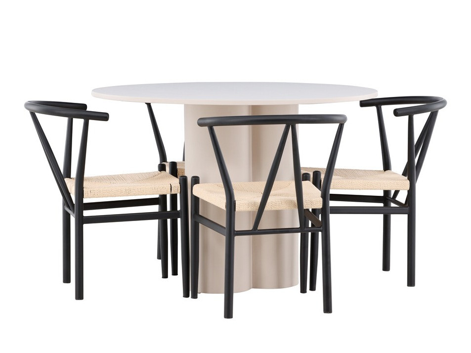 Salle à manger complète Dallas 4688 (Noir + Beige)