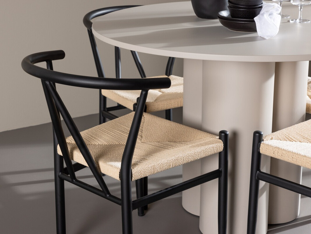 Salle à manger complète Dallas 4688 (Noir + Beige)