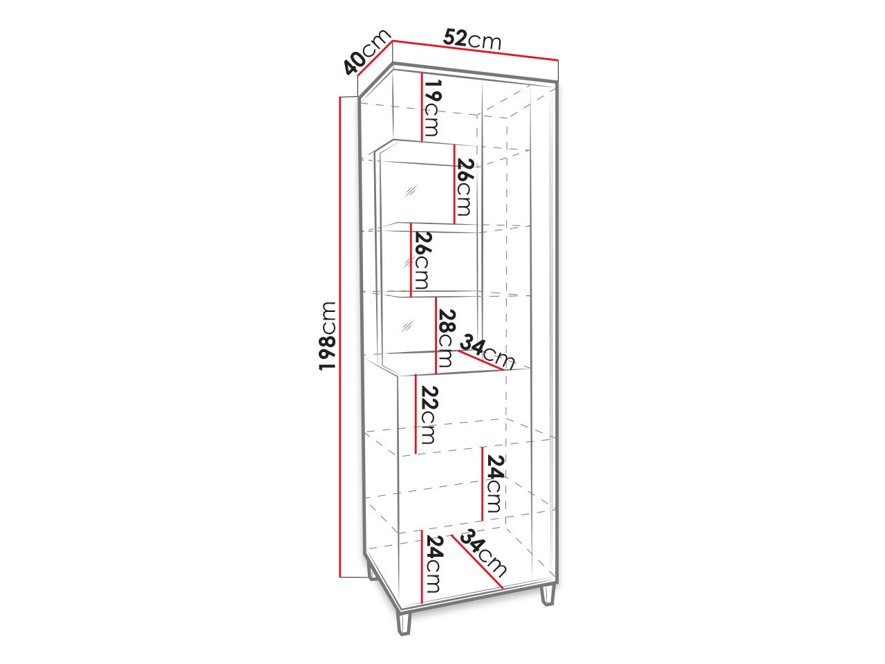 Étagère Florem I (Blanc + Blanc brillant + Clair bois)