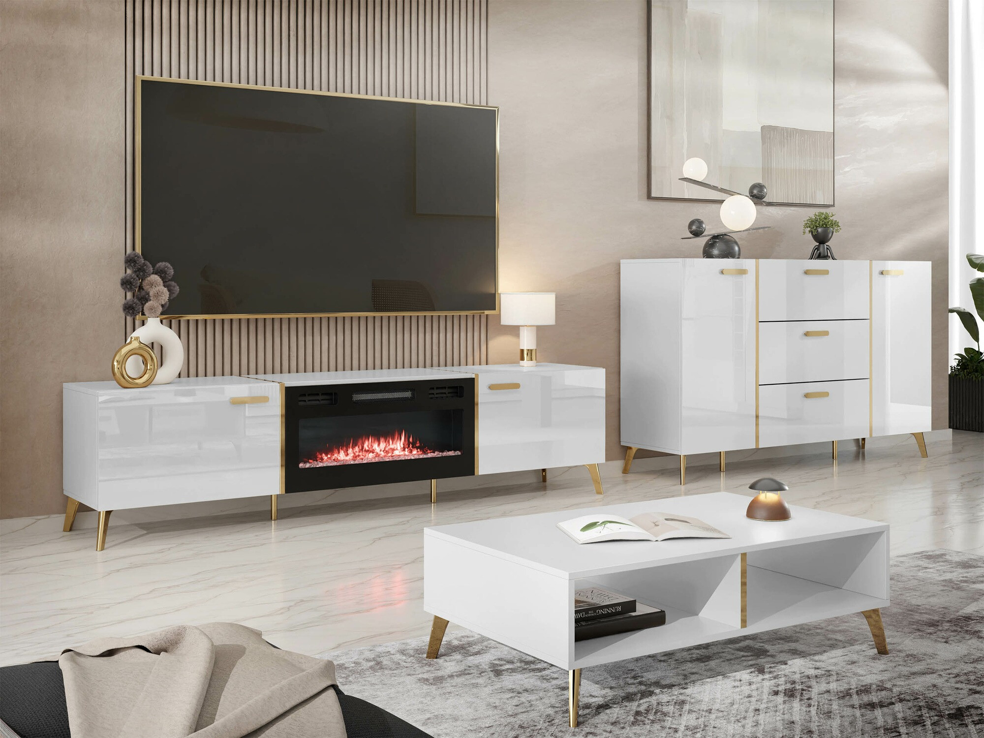 Commode Comfivo Capella I (Blanc + Blanc brillant)