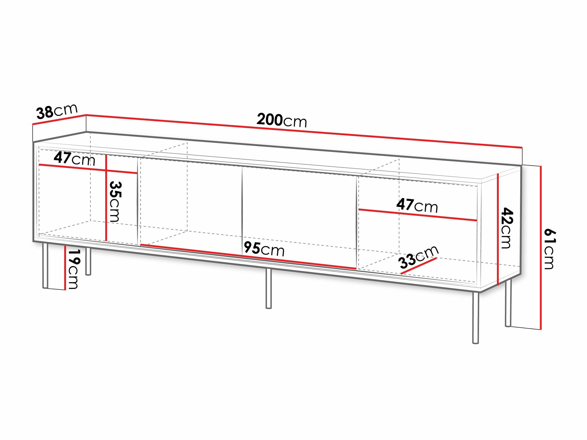Meuble TV Charlotte 209 (Noir)