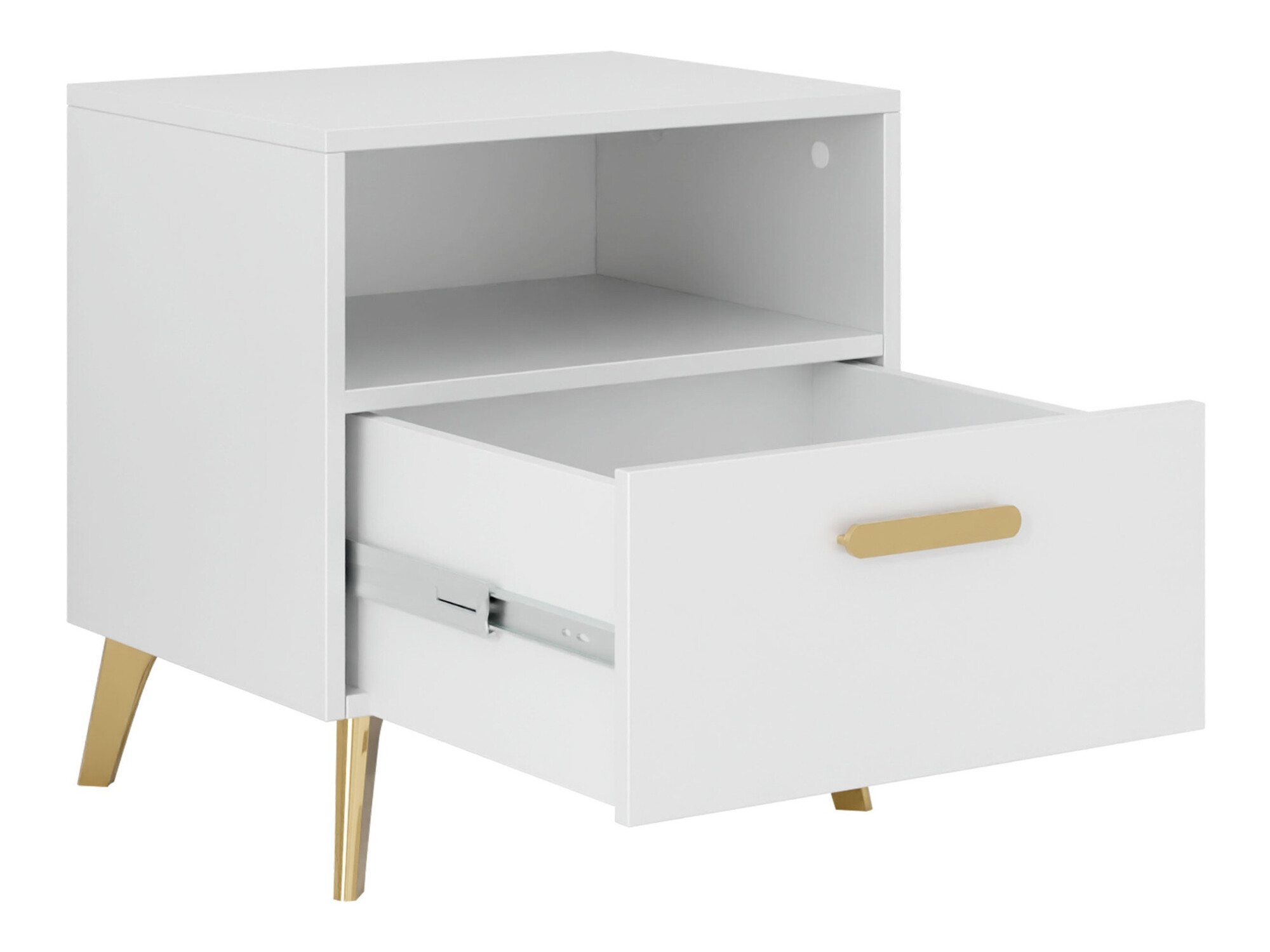 Table de chevet Comfivo Capella (Blanc + Blanc brillant)
