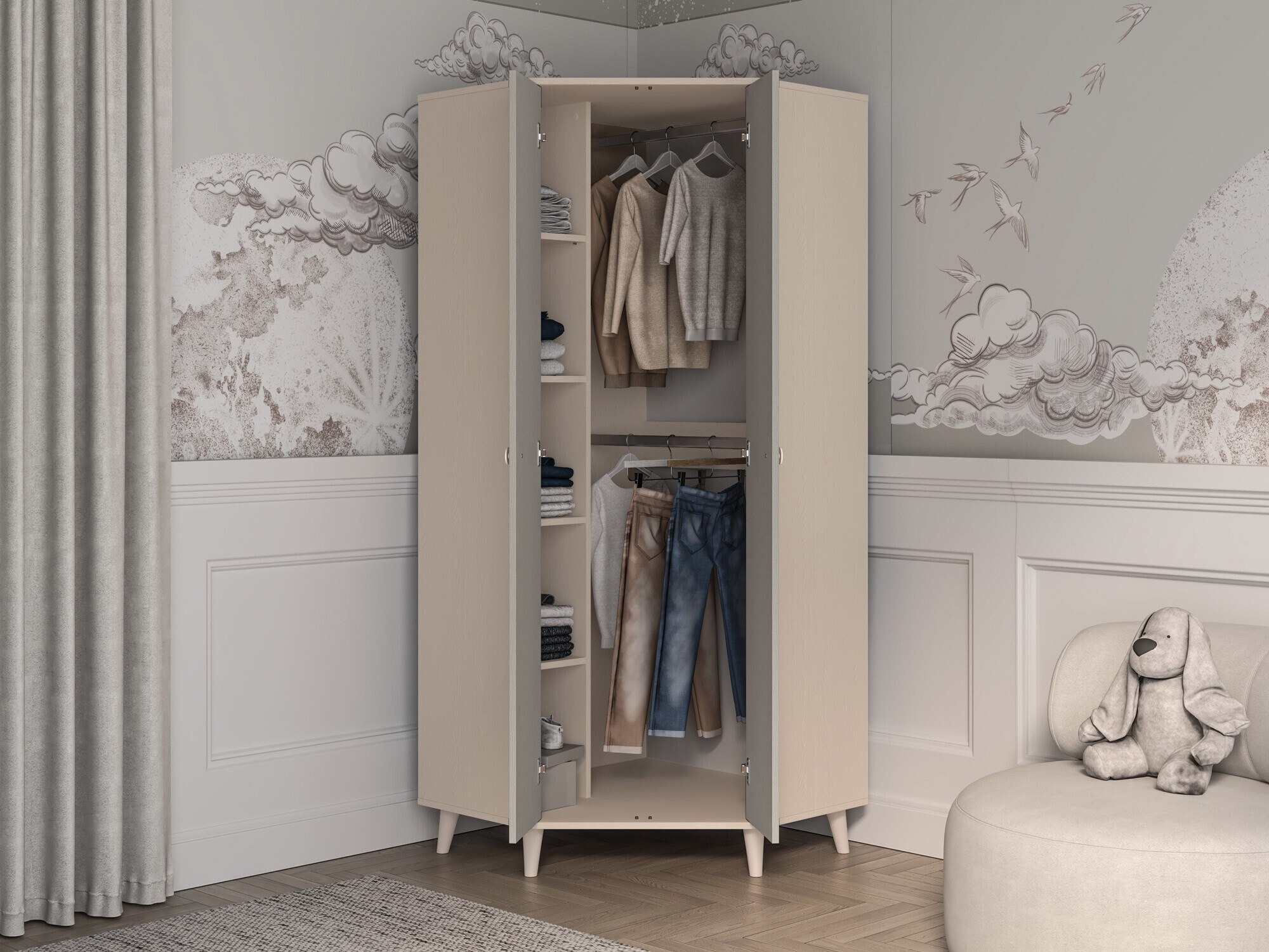 Armoire d'angle Tortoli 100 (Gris)