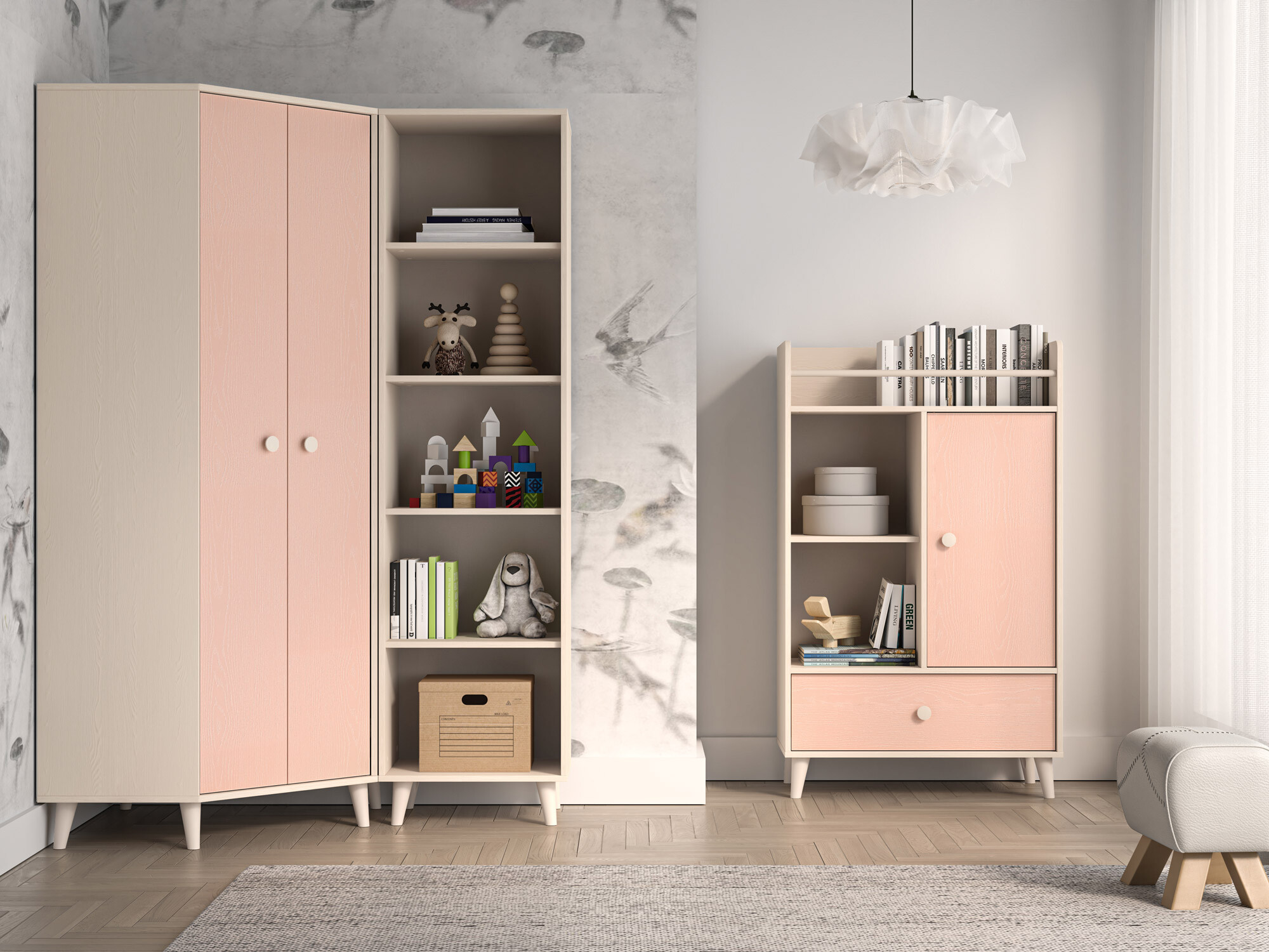 Armoire d'angle Tortoli 100 (Rose)