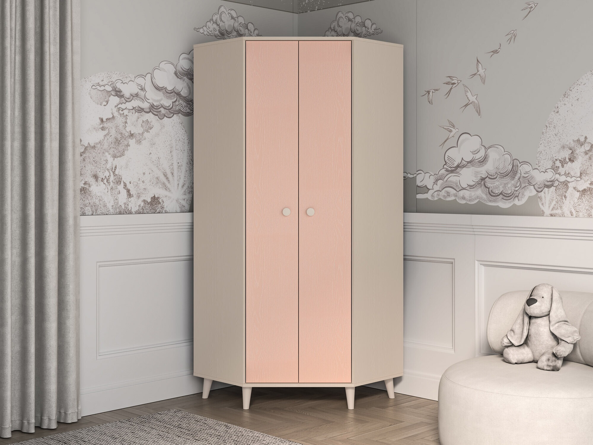 Armoire d'angle Tortoli 100 (Rose)