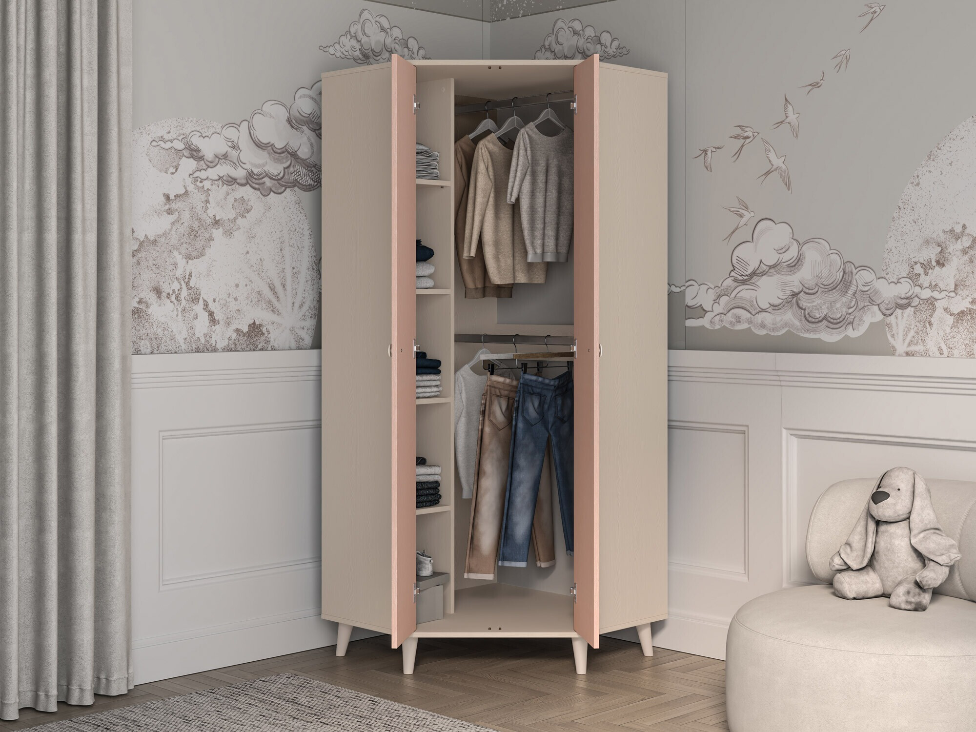 Armoire d'angle Tortoli 100 (Rose)