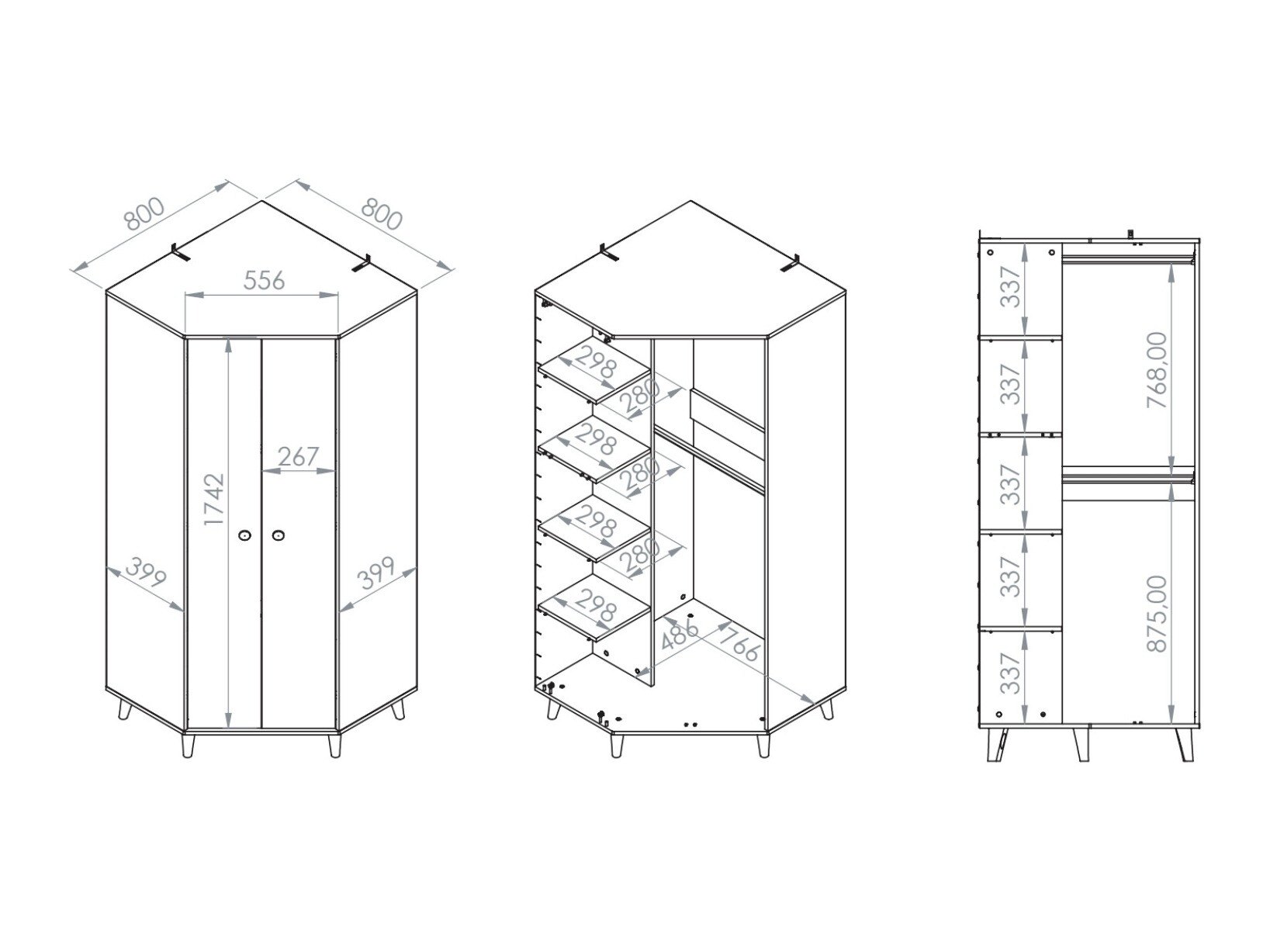 Armoire d'angle Tortoli 100 (Rose)