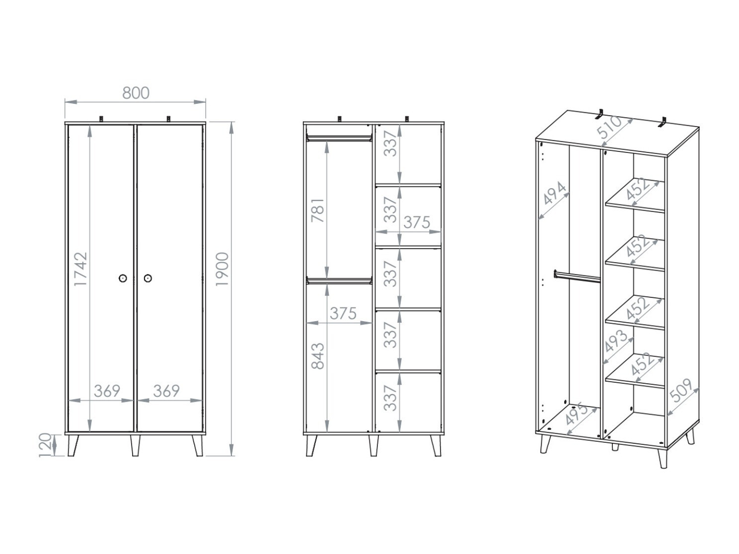 Armoire Tortoli 101 (Gris)