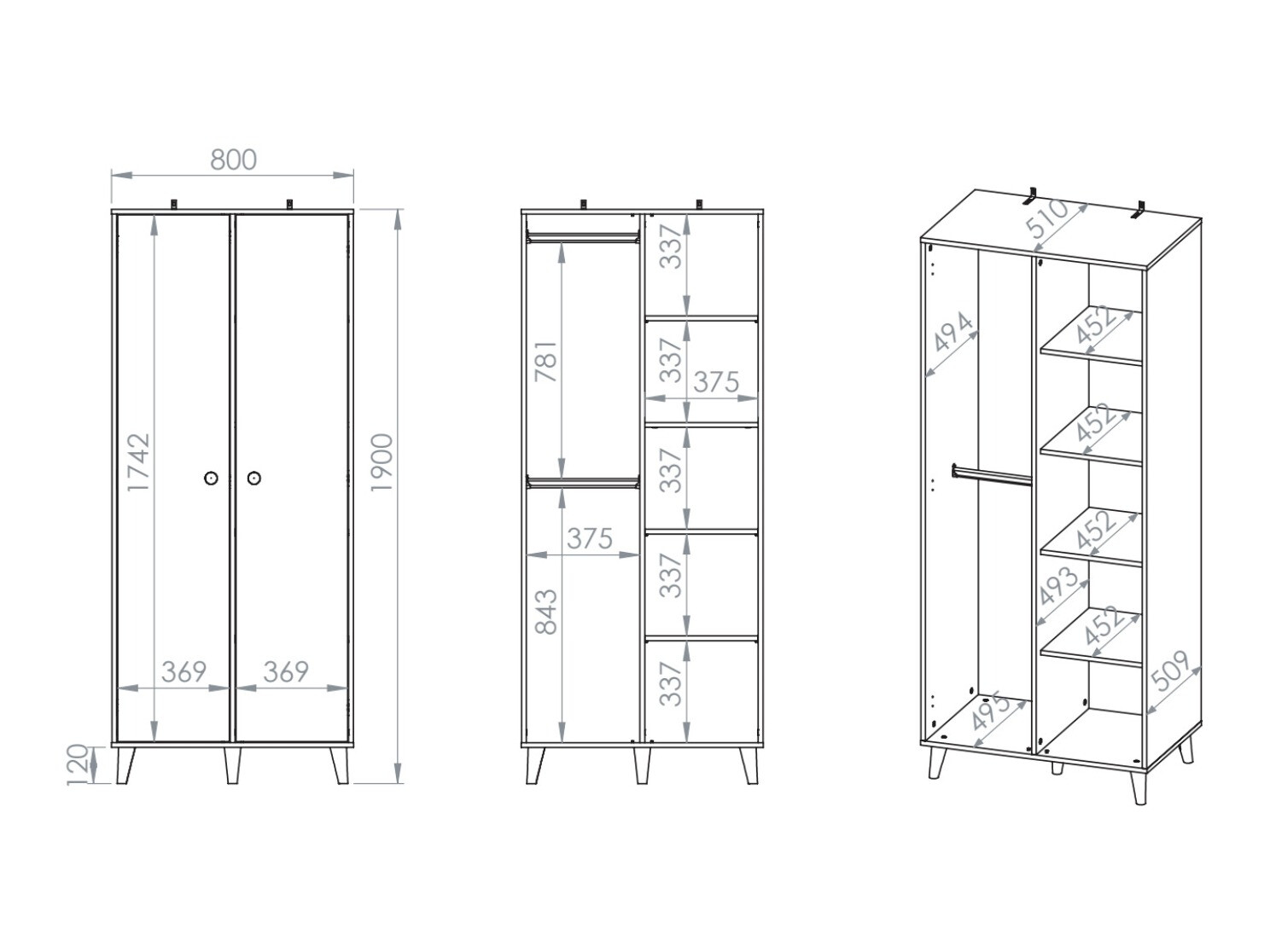 Armoire Tortoli 101 (Rose)