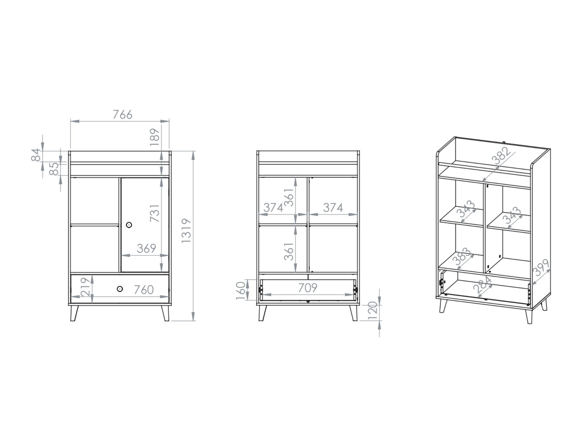 Buffet Tortoli 103 (Gris)