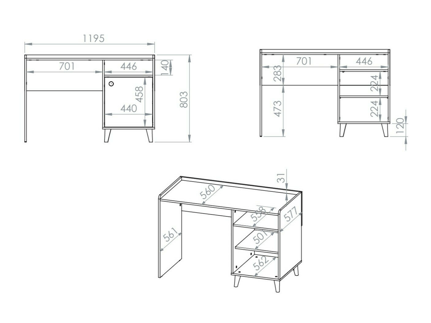 Bureau Tortoli 106 (Gris)