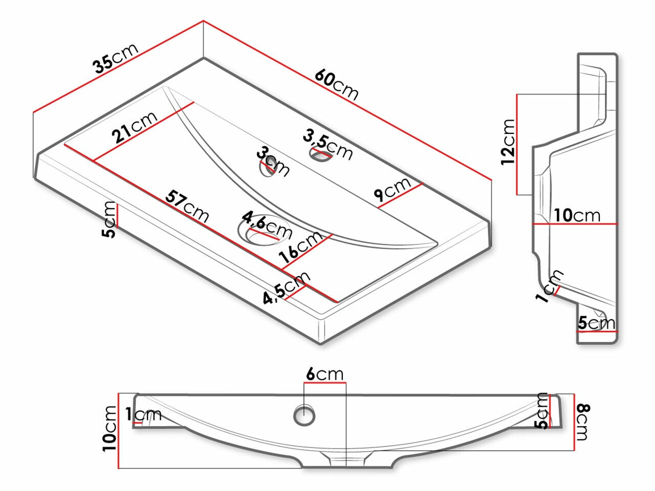 Ensemble de salle de bain Sarasota 123 (Blanc + Blanc brillant)