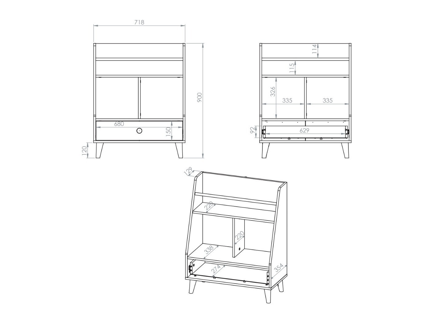 Étagère Tortoli 107 (Gris)