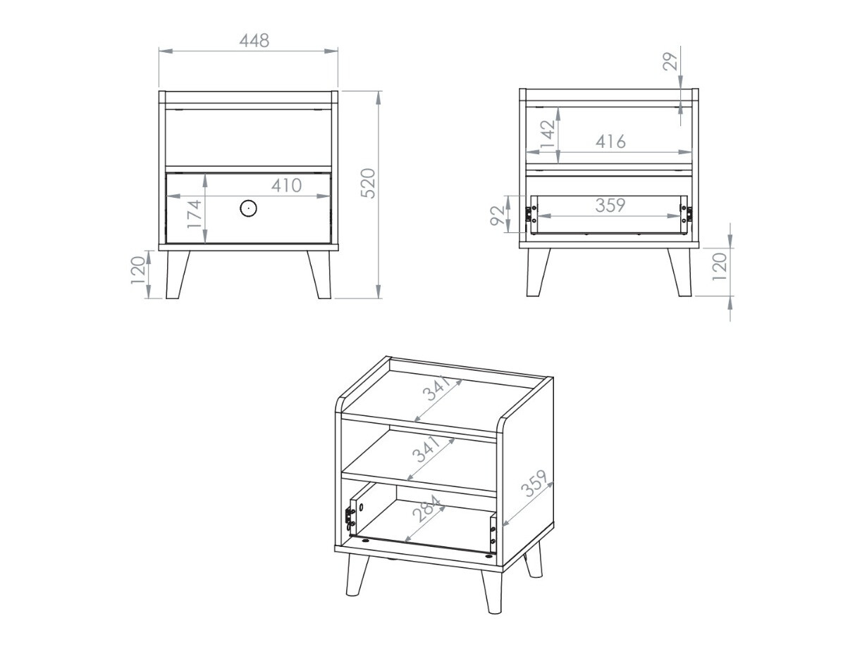 Table de chevet Tortoli 108 (Rose)