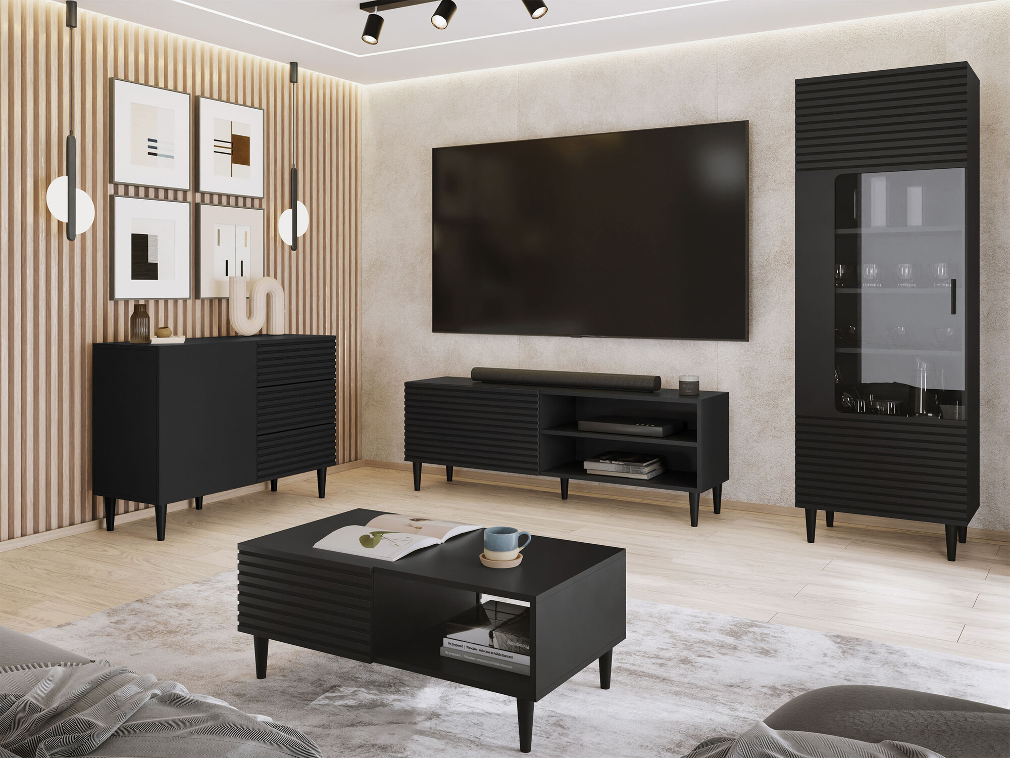 Ensemble de salon Comfivo Mavmono 109 (Noir)