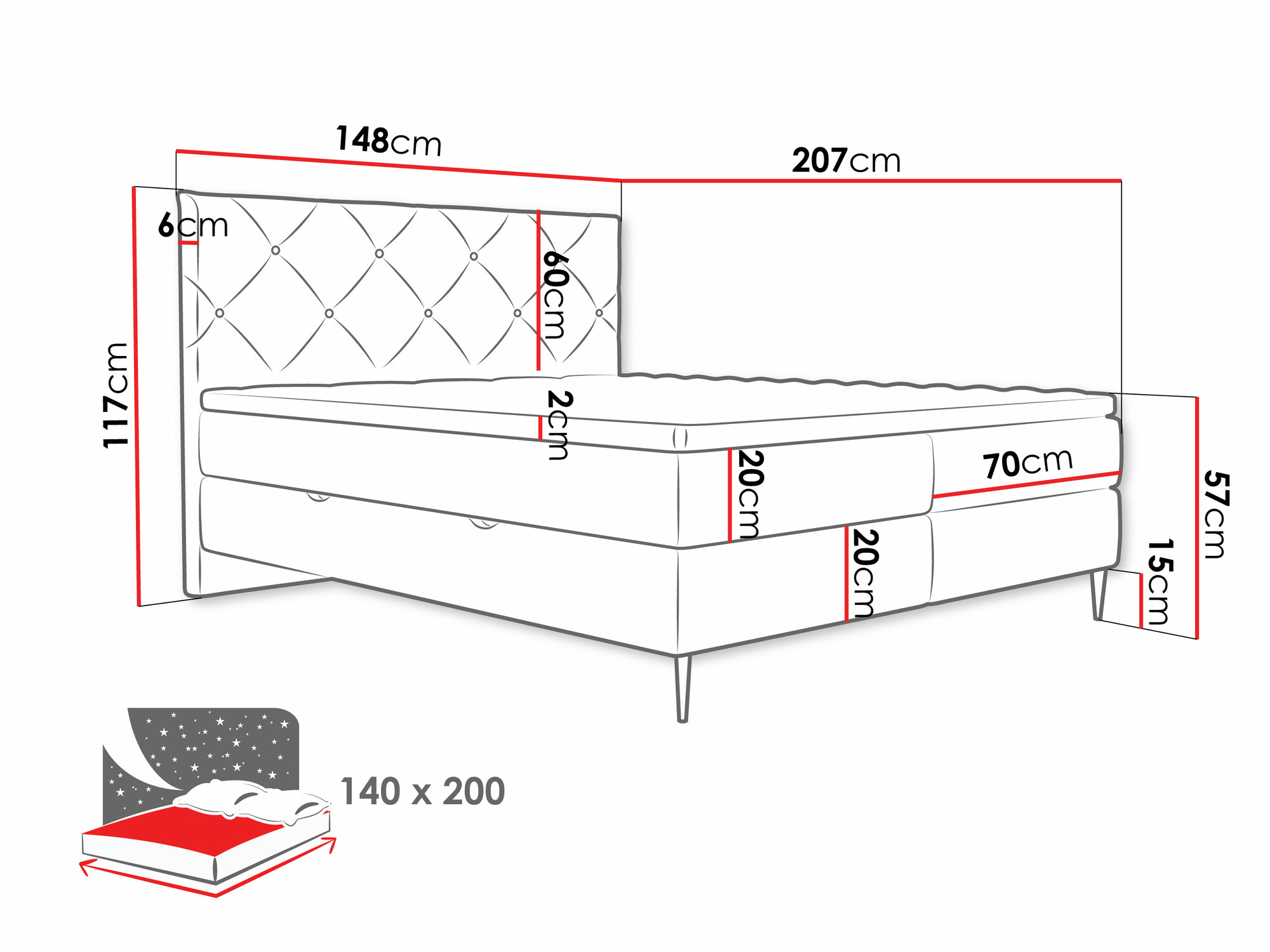 Lit boxspring ComfiDream Myrel (Verita 52)
