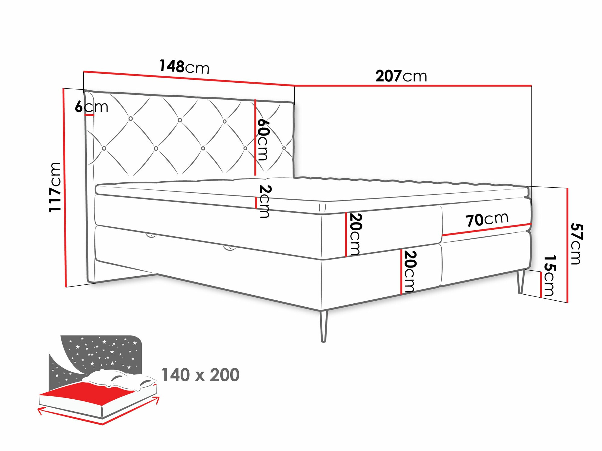 Lit boxspring ComfiDream Myrel (Verita 03)