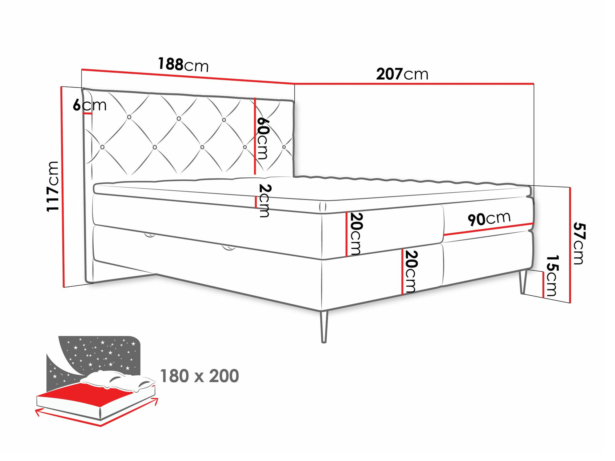 Lit boxspring ComfiDream Myrel (Verita 03)