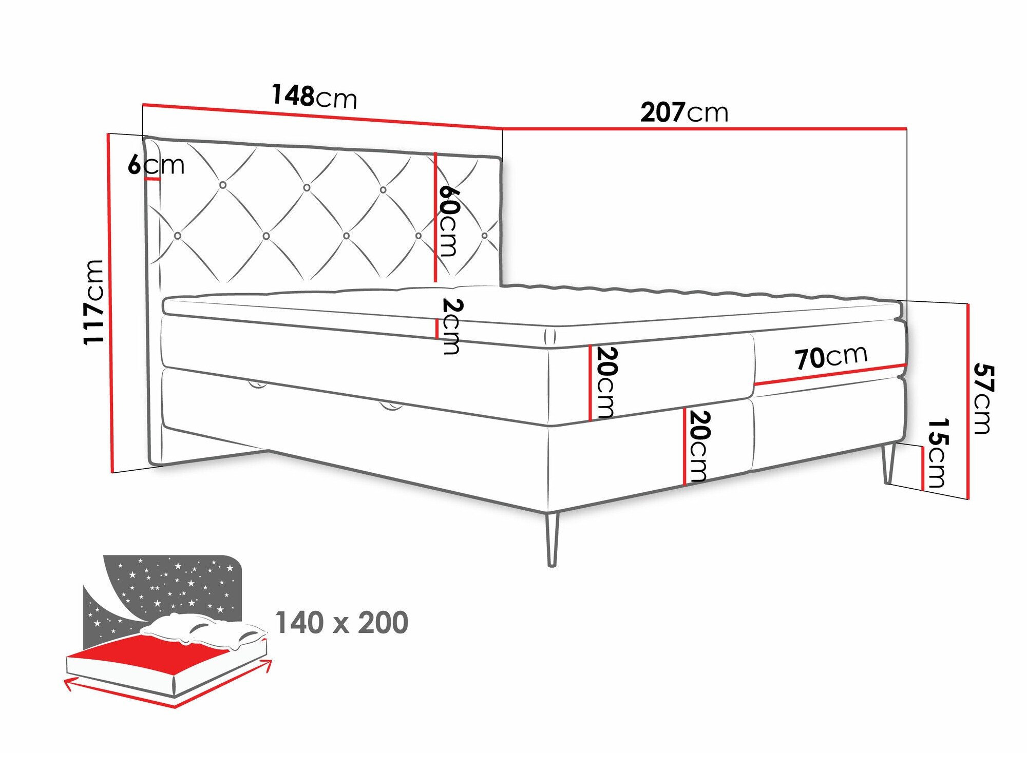 Lit boxspring ComfiDream Myrel (Verita 16)