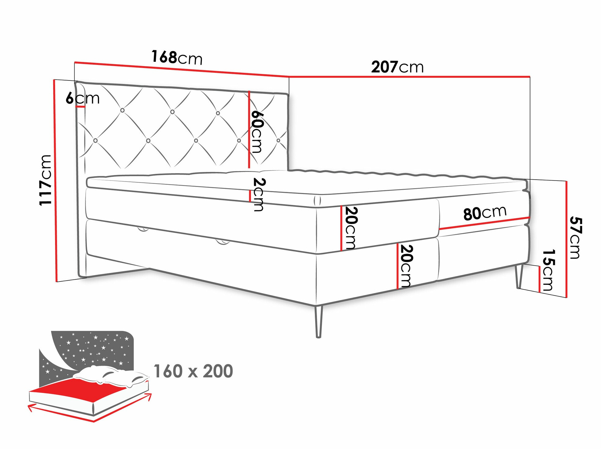Lit boxspring ComfiDream Myrel (Verita 16)