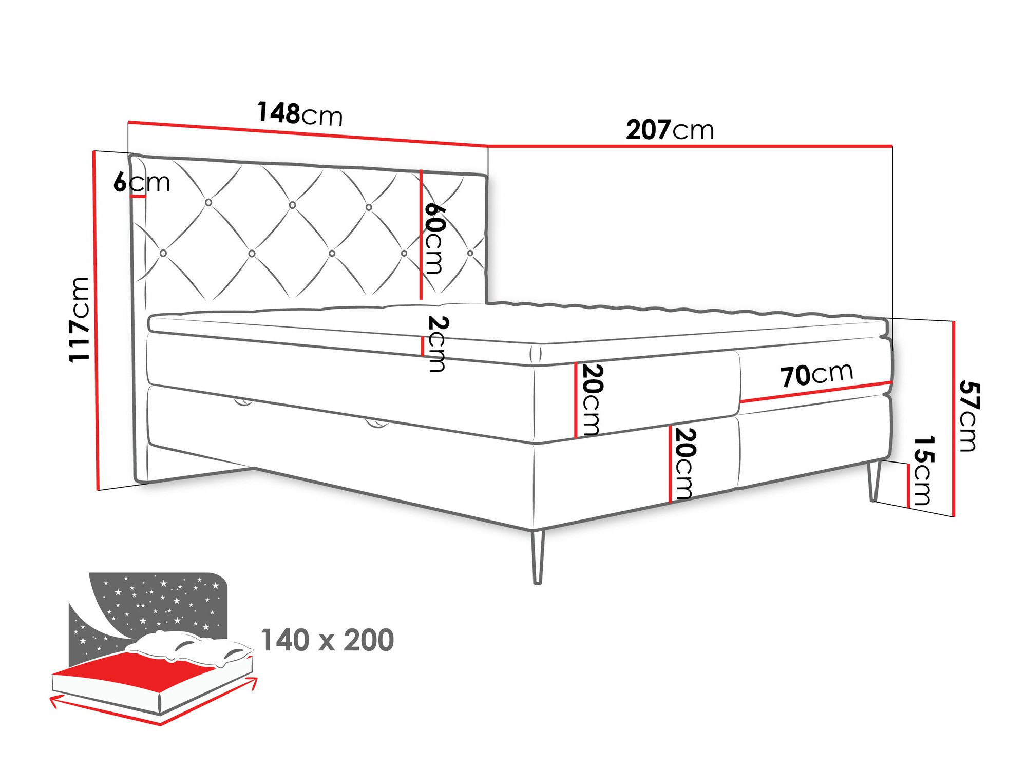 Lit boxspring ComfiDream Myrel (Verita 52)