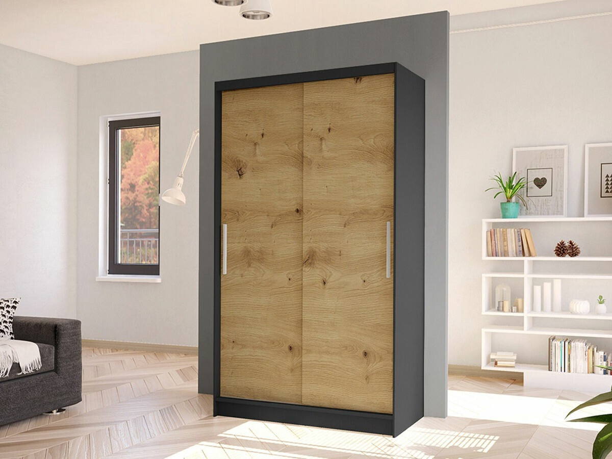 Armoire Closico Structor I (Noir + Chêne Artisan)