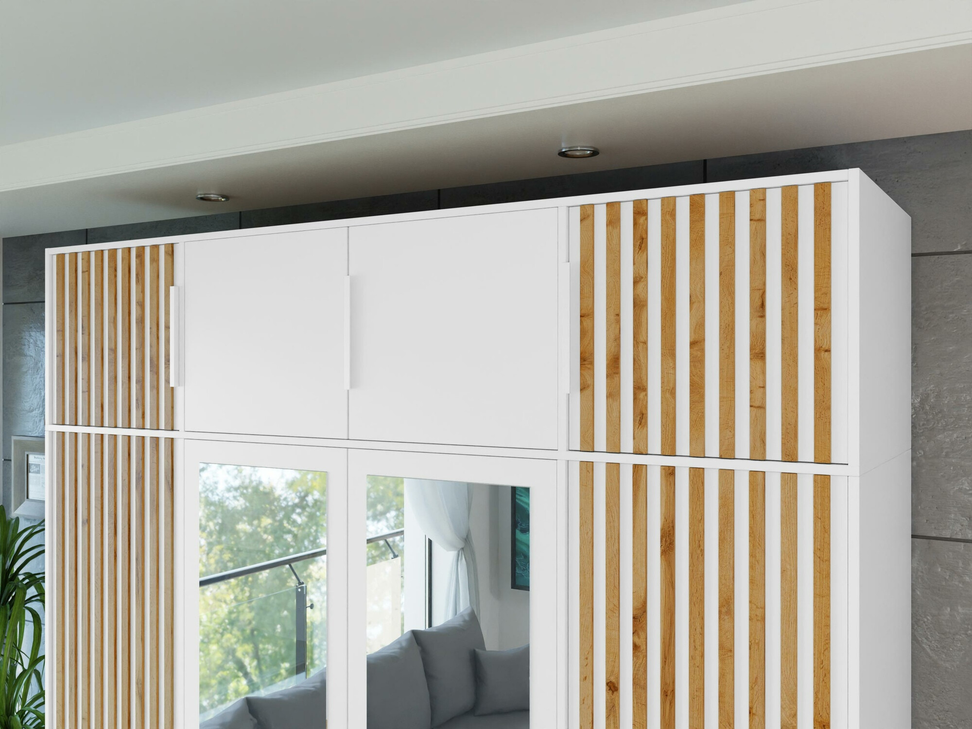 Armoire Collis II (Blanc + Chêne wotan)