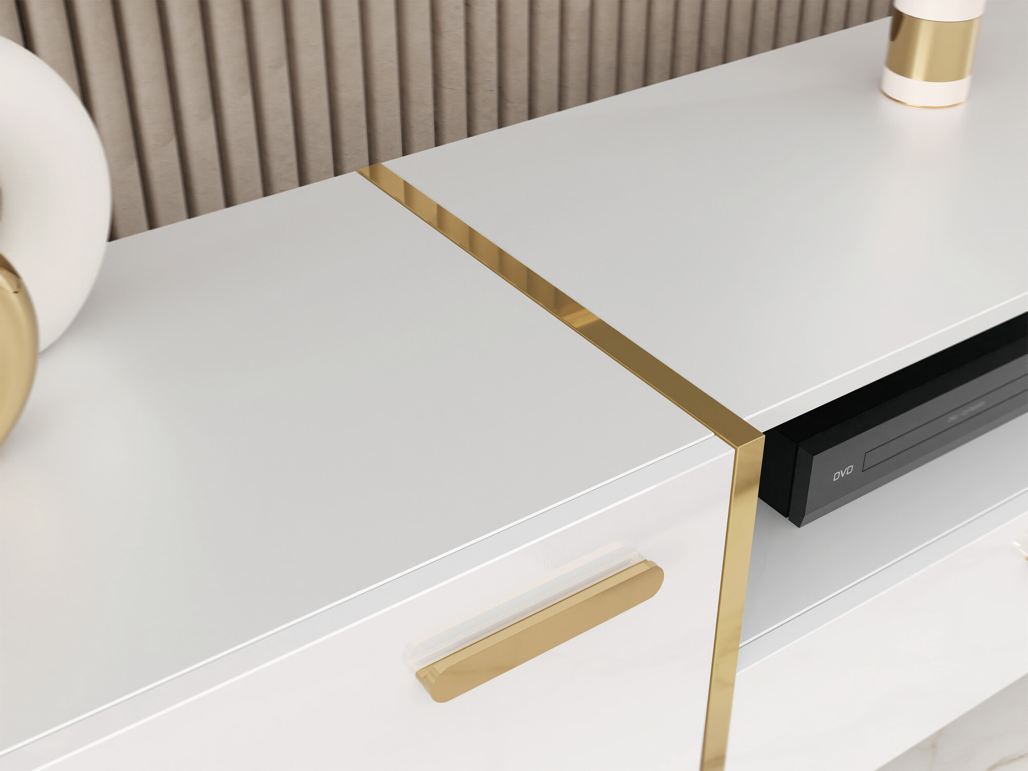 Meuble TV Comfivo Capella III (Blanc + Blanc brillant)