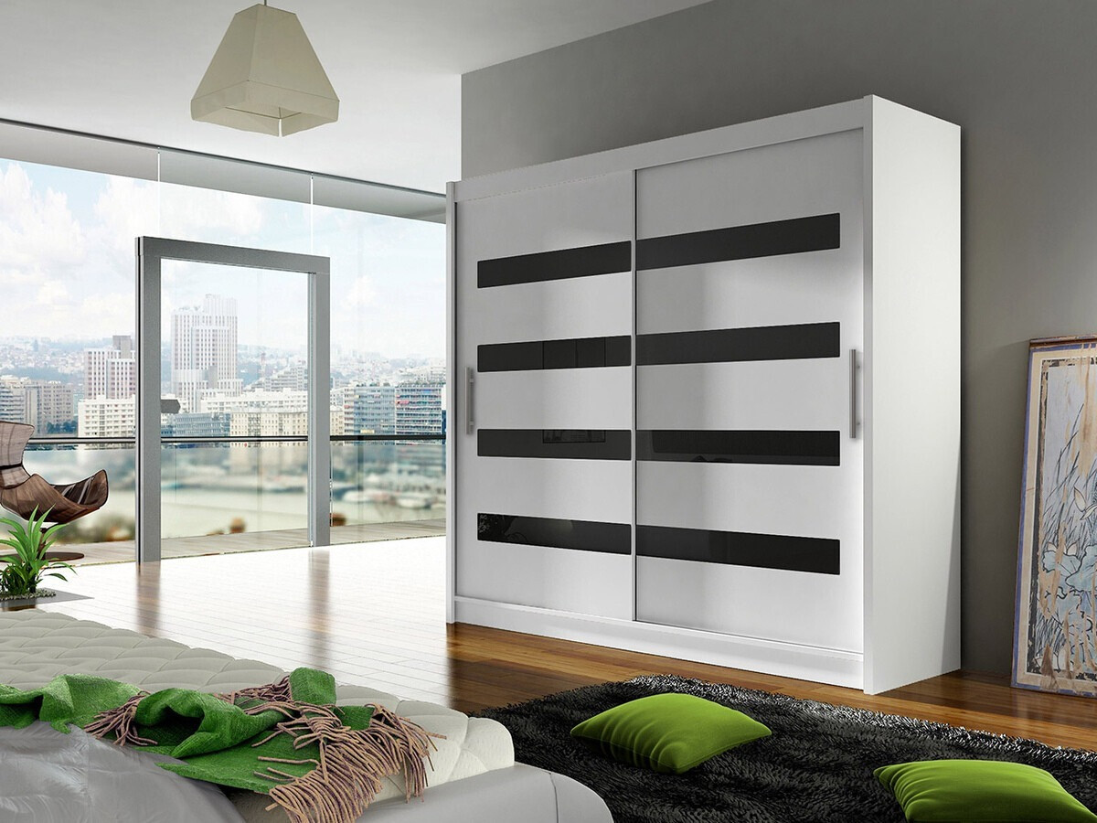 Armoire Closico Pallor XI (Blanc + Noir brillant)