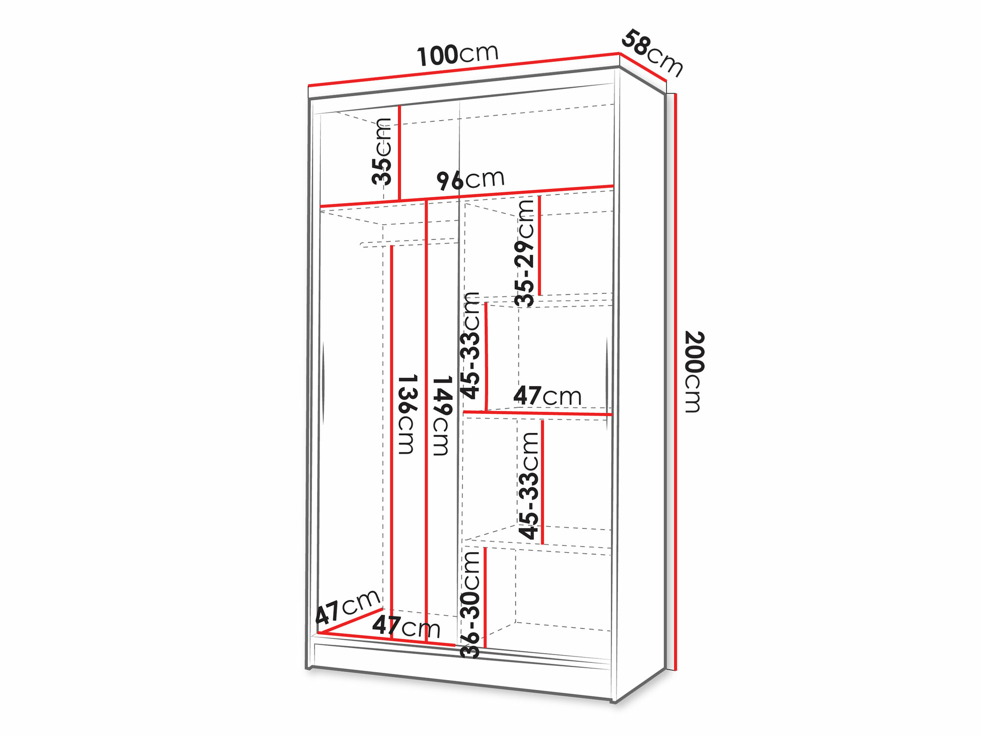 Armoire Closico Structor VI (Blanc + Noir)