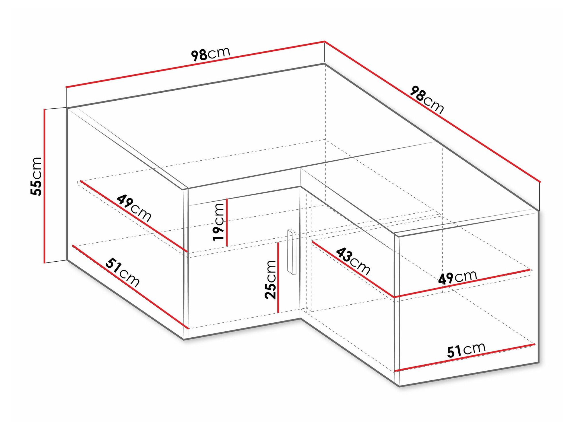 Armoire d'angle Novduni 118 (Sonoma chêne)
