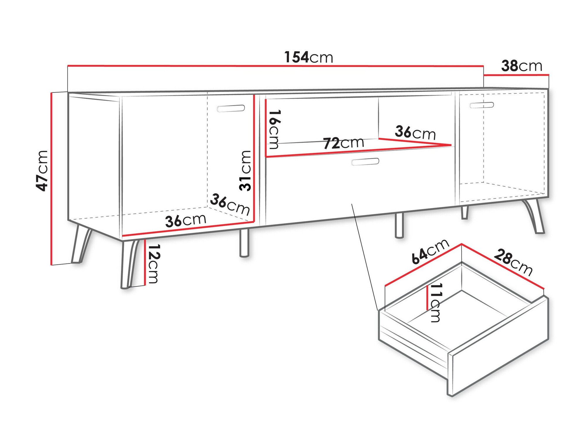 Meuble TV Comfivo Teslomo 113 (Cachemire + Cachemire Brillant)