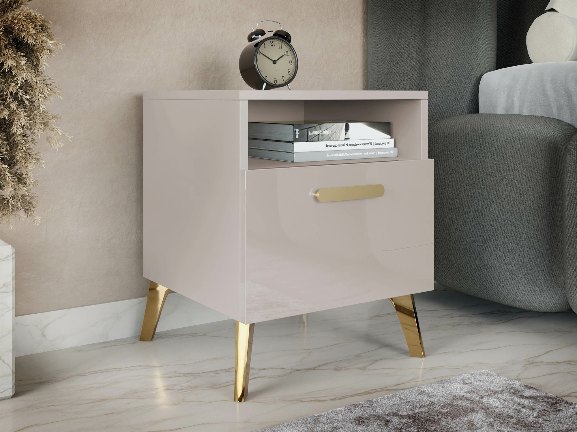 Table de chevet Comfivo Capella (Cachemire + Cachemire Brillant)