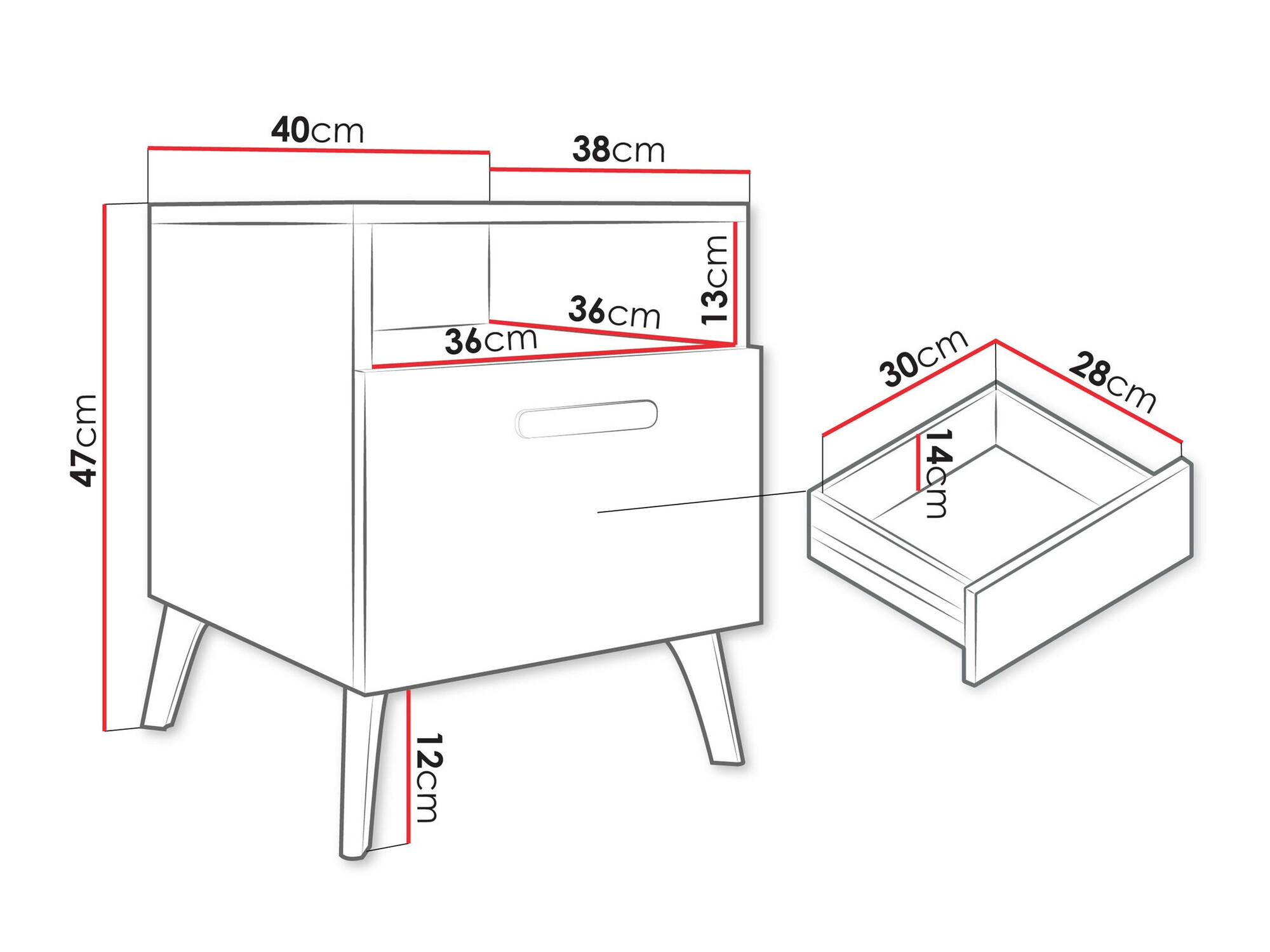 Table de chevet Comfivo Capella (Cachemire + Cachemire Brillant)