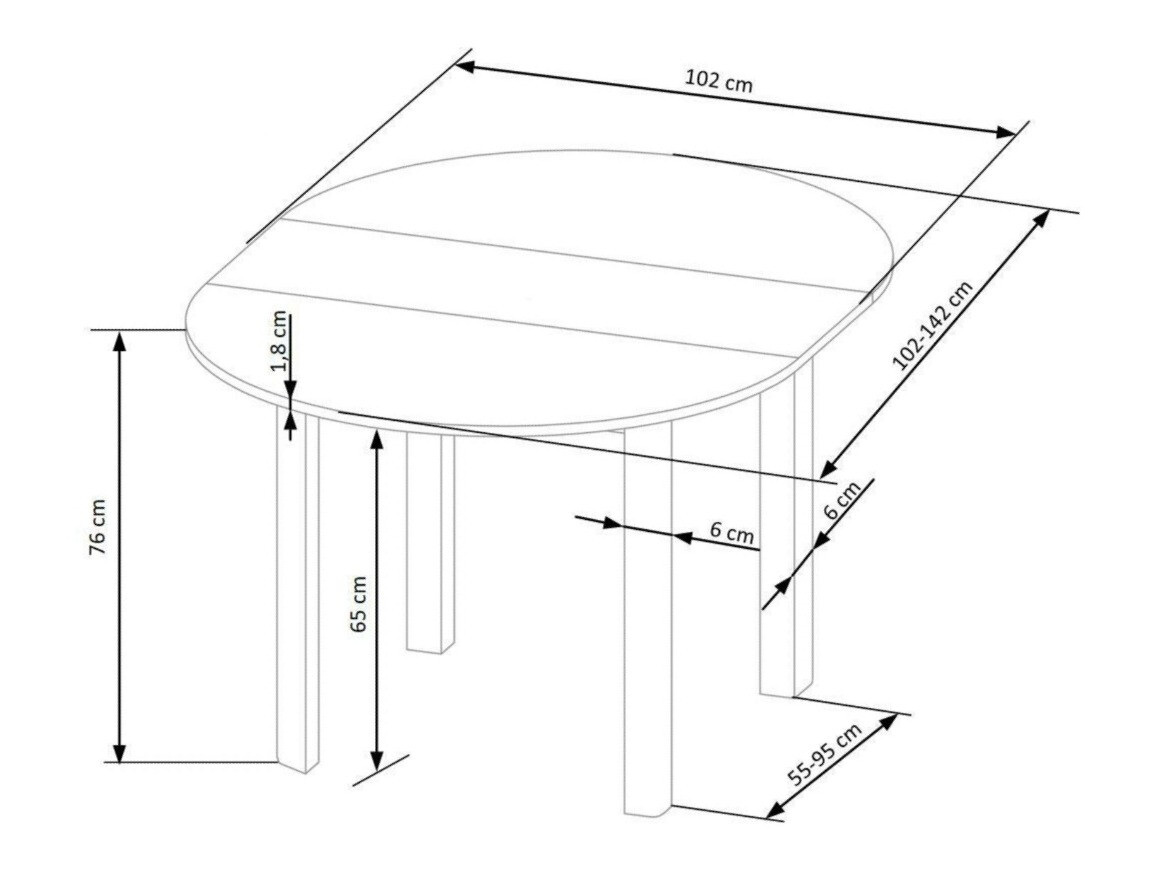 Table Houston 961 (Chêne Artisan + Noir)